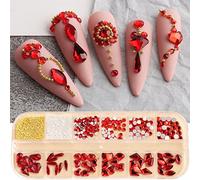 CAZSTYK Boîte de 12 grilles strass à dos plat et petite combinaison ronde pour nail art accessoires cristaux
