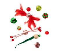 CAZSTYK Boules de Noël - Jouet amusant et froissé - Pompons en fourrure - Pièces de rechange interactives pour chats d'intérieur