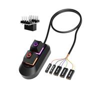 CAZSTYK Bouton de réinitialisation d'alimentation externe lumineux pour PC de bureau avec compatibilité universelle Câble répartiteur d'appareils multiples Adaptateur de bouton de redémarrage