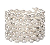 CAZSTYK Bracelet multicouche coréen avec perles pour strass - Pour femme - Sept rangées - Cadeau de fête - Bracelets élastiques pour femme, One Size, Comme décrit