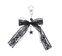 CAZSTYK Breloque de sac à main avec perles et nœuds - Esthétique - Porte-clés pour femme - Sac à dos - Décoration de sac à main - Accessoires de sac à main, Noir