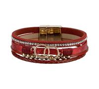 CAZSTYK Breloque moderne multicouche en cuir tressé avec perles en cuivre réglable pour femme, One Size, Comme décrit