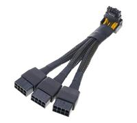 CAZSTYK Câble d'extension d'alimentation PCIE5.0 12VHPWR 90 degrés GPU 3 x 8 broches 8 broches vers 16 broches 12 VHPWR cordon d'alimentation