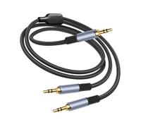 CAZSTYK Câble en nylon tressé 3,5 mm mâle vers 2 connecteurs mâles de 3,5 mm pour distribution du son, home cinéma, jeux et divertissements stéréo