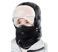 CAZSTYK Cache-oreilles d'hiver chaud avec couvre-visage et lunettes coupe-vent pour le patinage, le ski, les activités de plein air en hiver pour le snowboard par temps froid