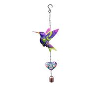 CAZSTYK Carillon éolien en forme de colibri pour décoration extérieure avec cœur 3D et clochettes pour jardin, terrasse, balcon, mémorial familial, grands pendentifs d'extérieur