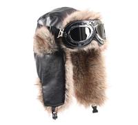 CAZSTYK Casquette pour temps froid avec lunettes coupe-vent, doublure en peluche épaisse, cache-oreilles, chapeau de trappeur pour la randonnée, le ski, les activités de plein air, le cyclisme d'hiver