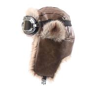 CAZSTYK Casquette pour temps froid avec lunettes coupe-vent, doublure en peluche épaisse, cache-oreilles, chapeau de trappeur pour la randonnée, le ski, les activités de plein air, le cyclisme d'hiver