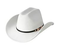 CAZSTYK Casquette western à large bord pour pare-soleil et respirabilité - Chaleur hivernale - Pour activités de plein air, événements formels, cosplay, costume, blanc, taille unique