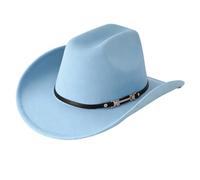 CAZSTYK Casquette western à large bord pour pare-soleil et respirabilité - Chaleur hivernale - Pour activités de plein air, événements formels, cosplay, costume, bleu ciel, taille unique
