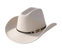 CAZSTYK Casquette western à large bord pour pare-soleil et respirabilité - Chaleur hivernale - Pour activités de plein air, événements formels, cosplay, costume, beige, taille unique