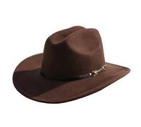 CAZSTYK Casquette western à large bord pour pare-soleil et respirabilité - Chaleur hivernale - Pour activités de plein air, événements formels, cosplay, costume, marron, taille unique