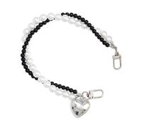 CAZSTYK Chaîne de sac à main en métal avec perles pour sac à main, bandoulière à poignée courte, breloque pour sac à main, extension de sac à main avec perles, Grandes perles noires