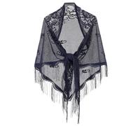 CAZSTYK Châle léger à motif floral délicat pour femme, printemps-été, châle léger, fête de mariage, cape triangulaire anti-UV, bleu marine, As detailed discription
