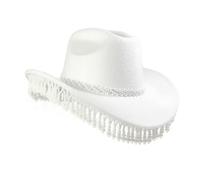 CAZSTYK Chapeau de cowgirl orné de perles avec écharpe à franges et lunettes de soleil pour Halloween, mascarades et jeux de rôle occidentaux, spectacles de théâtre, accessoires de cowboy