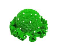 CAZSTYK Chapeau léger et respirant en crochet pliable à large bord crocheté pour l'extérieur Voyage Chapeau cloche chapeau cloche chapeau respirant, Vert, taille unique