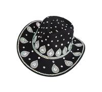 CAZSTYK Chapeaux de cowgirls cousus à la main ornés de strass et coupe-vent pour festivals de musique et activités de plein air, Noir forme 3, M