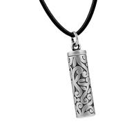 CAZSTYK Collier à breloques creuses anciennes pour tenir un rouleau sacré gravé - Design complexe - Finition mate - Bracelet noir inclus - Collier vintage inclus, Moyen, Comme décrit, Comme décrit.