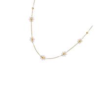 CAZSTYK Collier Blossoms avec détails de perles d'imitation, chaîne en cuivre robuste pour collier décontracté ou formel avec pétales de fleurs, collier léger et fausses perles, One Size, Comme décrit