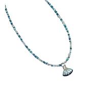 CAZSTYK Collier de perles avec pendentif en coquillages avec chaîne délicate pour femmes et filles - Collier de perles de mer bleues, One Size, Comme décrit, Comme décrit.