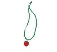 CAZSTYK Collier de perles de verre colorées avec breloque fraise et pastèque, bijoux empilables pour filles, bijoux décontractés pour adolescentes, One Size, Comme décrit, Comme décrit.