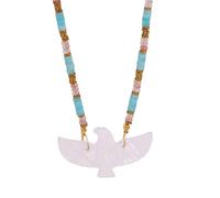 CAZSTYK Collier délicat en pierre naturelle - Accessoire - Pendentif oiseau - Collier de perles pour les amateurs d'art et de culture - Longueur réglable, One Size, Comme décrit, Comme décrit.