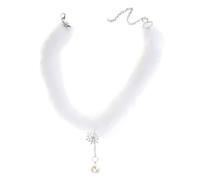CAZSTYK Collier ras du cou avec pendentif flocon de neige en peluche douce pour femmes et filles, Comme description détaillée