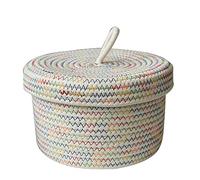 CAZSTYK Conteneur de Stockage fabriqué en Corde de Coton, Round White | Magasin de capacité pour sous-vêtements, papeterie, collation fruits, bijoux, cosmétiques, articles