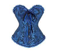 CAZSTYK Corset structuré sur la poitrine vintage en dentelle - Sous-vêtement confortable en nylon respirant - Bustier pour événement spécial - Corset rétro avec corsage, noir foncé, XXL
