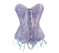 CAZSTYK Corset structuré sur la poitrine vintage en dentelle - Sous-vêtement confortable en nylon respirant - Bustier pour événement spécial - Corset rétro avec corsage, bleu, XL