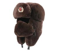 CAZSTYK Cosplay Lénine Chapeau Chaud Coupe-Vent Réglable Earflap Cap Imitation Lapins Fourrures Polyester Mélange Hiver Outoodr Chapeau Fausse Fourrure Chapeau, Couleur café., Taille unique