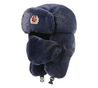 CAZSTYK Cosplay Lénine Chapeau Chaud Coupe-Vent Réglable Earflap Cap Imitation Lapins Fourrures Polyester Mélange Hiver Outoodr Chapeau Fausse Fourrure Chapeau, bleu marine, Taille unique