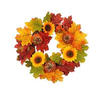 CAZSTYK Couronne artificielle de feuilles d'érable d'automne en mousse - Décoration murale - Couronnes de Thanksgiving pour porte d'entrée