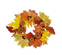 CAZSTYK Couronne artificielle de feuilles d'érable d'automne en mousse - Décoration murale - Couronnes de Thanksgiving pour porte d'entrée