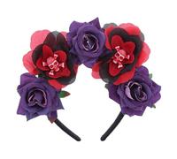CAZSTYK Couronne de fleurs gothiques pour femme - Bandeau gothique - Tête de mort - Bandeau d'Halloween - Bandeau de fleur gothique - Bandeau Jour des morts