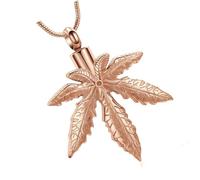 CAZSTYK Élégant collier avec pendentif urne funéraire en forme de feuilles d'érable pour cendres d'animaux domestiques, fourrures commémoratives et souvenirs humains