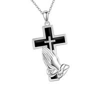CAZSTYK Élégant pendentif de crémation croisée en acier inoxydable avec médaillon ouvert pour un rangement sécurisé des cendres d'animaux de compagnie, souvenirs commémoratifs croisés