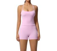 CAZSTYK Ensemble 2 pièces de short de yoga élastique taille haute et débardeur idéal pour l'entraînement, la course à pied ou les vêtements décontractés. Équipement d'entraînement continu
