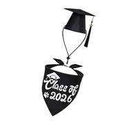 CAZSTYK Ensemble bonnet de remise de diplôme et nœud papillon pour chien avec pompons pour fêtes et photos Tissu confortable