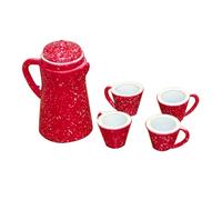 CAZSTYK Ensemble Bouilloire et Tasses Miniatures avec Cuisine à, Red | Ensemble de bouilloire à échelle 1 / 12 avec bouilloire miniature et tasse d ' eau pour la décoration des maisons de