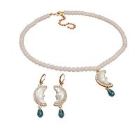 CAZSTYK Ensemble collier et boucles d'oreilles vintage en perles blanches pour un look tendance pour diverses tenues, One Size, Comme décrit, Comme décrit.