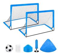 CAZSTYK Ensemble complet d'entraînement de football pour enfants avec 2 structures portables, échelle d'agilité et sac de transport, équipement d'entraînement de football portable avec gonfleur