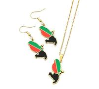 CAZSTYK Ensemble de bijoux à thème vintage, boucles d ' oreilles, collier, gouttes d ' huile, convient à diverses tenues, ensemble de bijoux de l ' île de Martinique