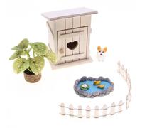 CAZSTYK Ensemble de figurines miniatures de nains de jardin - Accessoire de maison de poupée - Scène de piscine avec clôture pour elfes - Décoration extérieure - Modèles de nains pour enfants