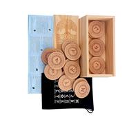 CAZSTYK Ensemble de pierres de divination en bois sculptées à la main avec runes - Artefact culturel des anciens nordiques - Pratique spirituelle - Symboles de méditation en bois
