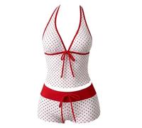 CAZSTYK Ensemble tankini 2 pièces avec short de bain vintage pour la plage, les vacances, ensemble deux pièces
