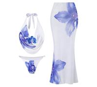 CAZSTYK Ensemble tankini 3 pièces avec couverture assortie pour la natation, les bains de soleil, ajustement confortable, plage, piscine, tankini fendu noué