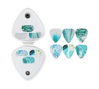 CAZSTYK Étui en cuir synthétique pour médiators avec 6 médiators, 1,5 mm, B blue, Motif serpentin violet transparent