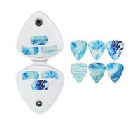 CAZSTYK Étui en cuir synthétique pour médiators avec 6 médiators, 1,5 mm, L blue fluid, Motif serpentin violet transparent