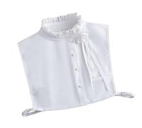 CAZSTYK Faux col plissé respirant avec col roulé détachable pour le bureau, usage quotidien, détachable pour femme, blanc, taille unique